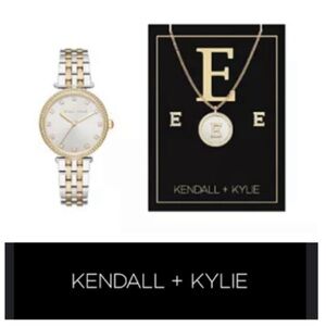 NEW!  Kendall+Kylie Women's Analog Two Tone Metal Alloy Bracelet Watch 34mm Set